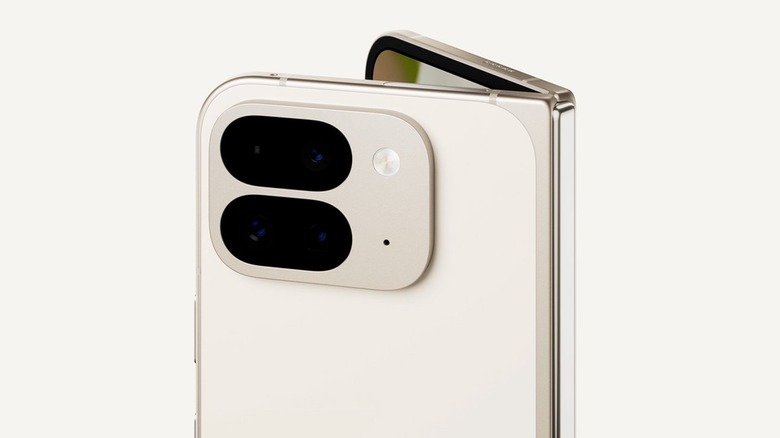 Closeup of the camera module on the Pixel 9 Pro Fold