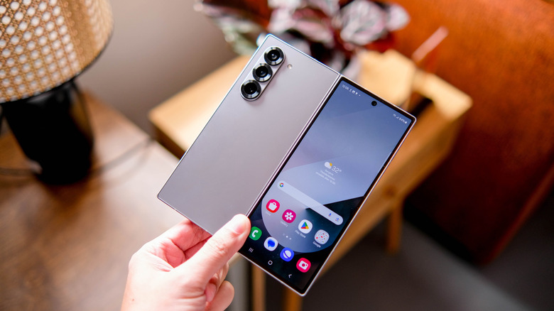 Closeup of the Samsung Galaxy Z Fold 6's cover screen when unfolded