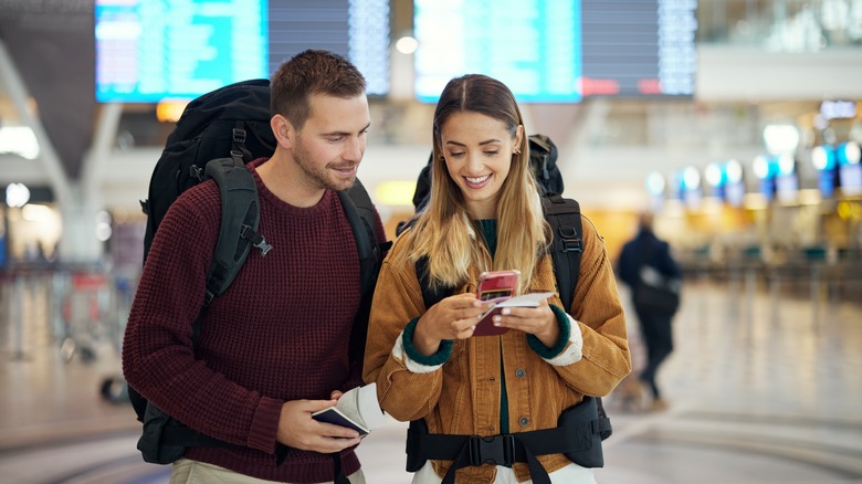 people talking airport