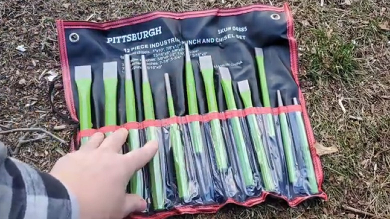 set of chisels on grass