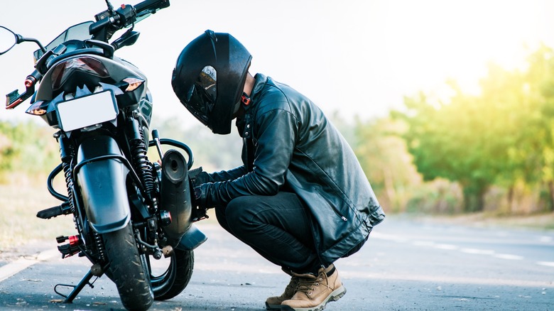 motorcycle on lift