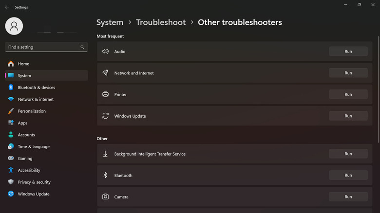 Windows other troubleshooters list