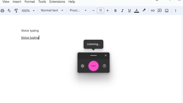 Windows voice typing active