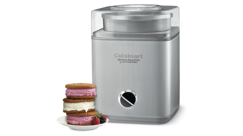 Stock photo of stainless steel ice cream making appliance