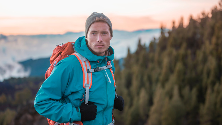 Man hiking in forest