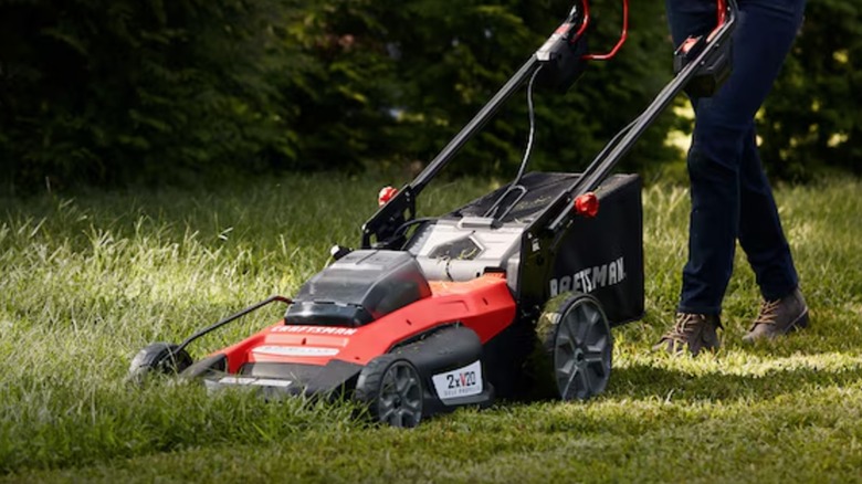 mowing lawn with a Craftsman mower