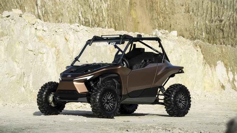 2021 Lexus ROV Concept parked on dirt front 3/4 view