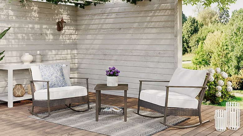 Allen + Roth Ivy Meadows 3-piece Wicker Patio Conversation Set with Cream Cushions