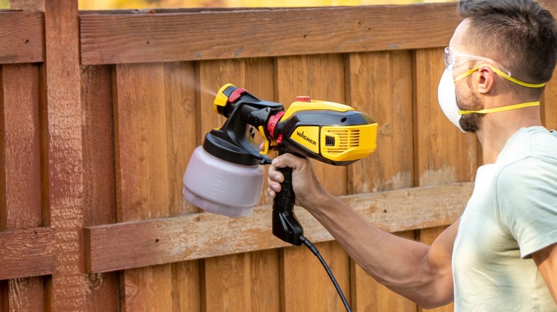 Wagner Flexio 3500 Electric Handheld HVLP Paint Sprayer in use