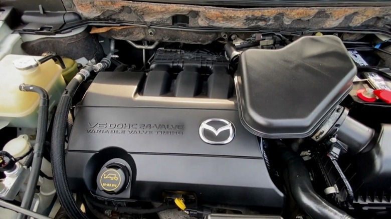 Mazda MZI V6 engine in a Mazda CX-9 engine bay