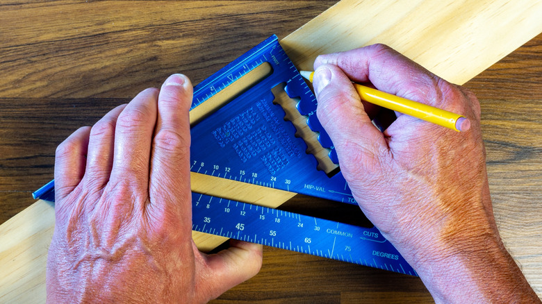 marking a board with a speed square
