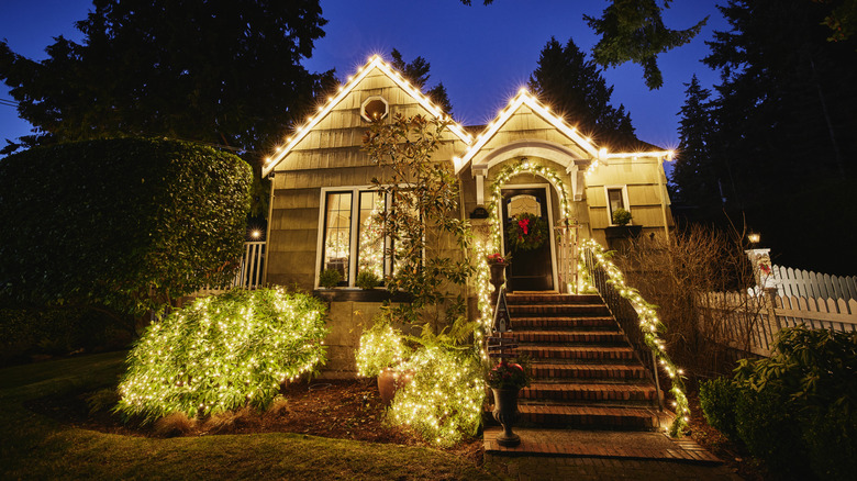 House with Christmas lights