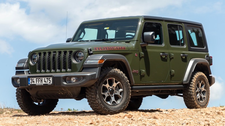 Jeep Wrangler on dirt trail