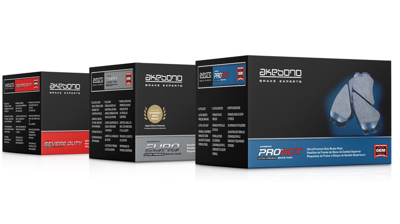 Three packs of Akebono brake pads