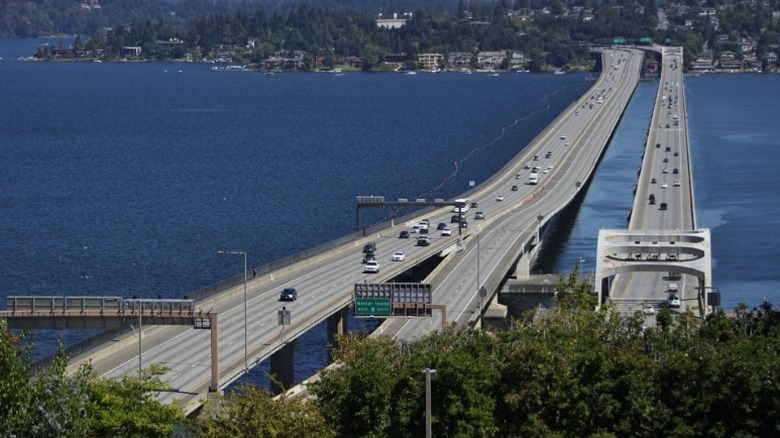The floating bridges of Interstate 90 in Seattle