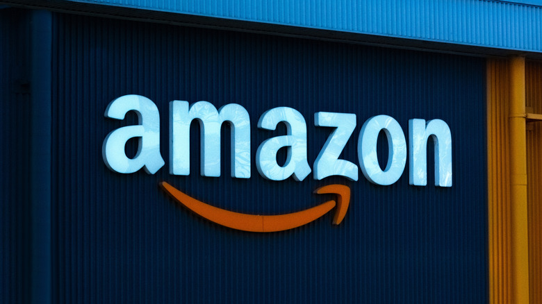 Amazon logo on a warehouse