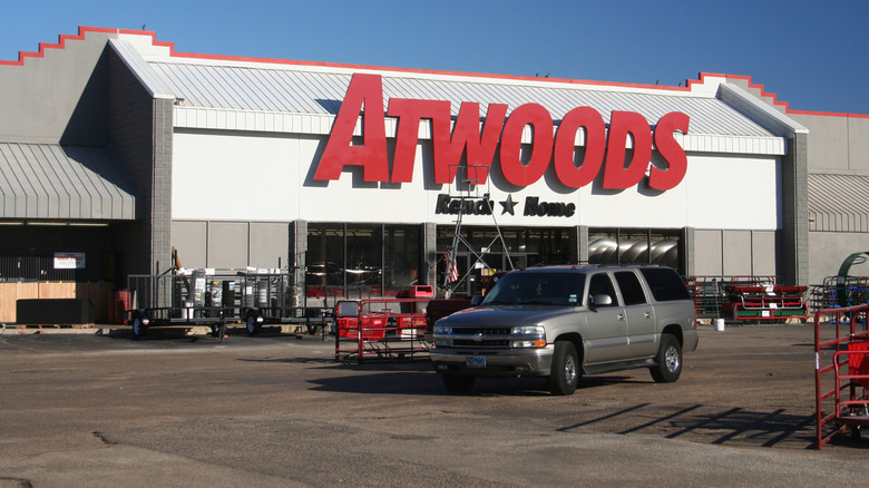 Atwoods storefront and parking lot