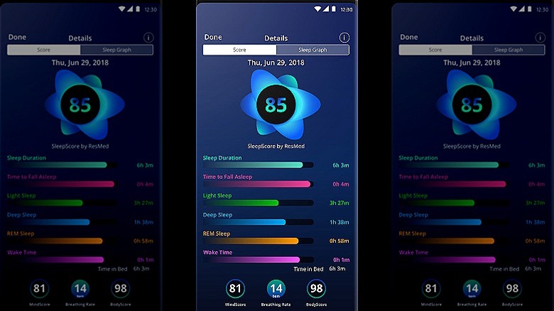 SleepScore app sleep analysis screen