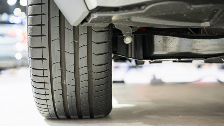 closeup of a vehicle's tire