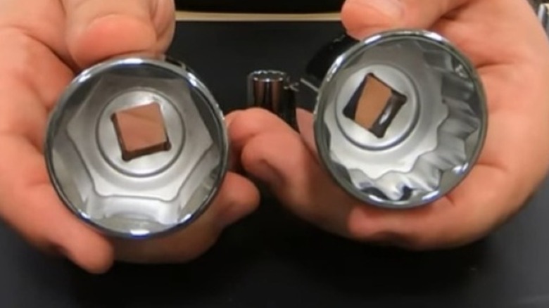 Very large six and twelve point sockets shown side by side.