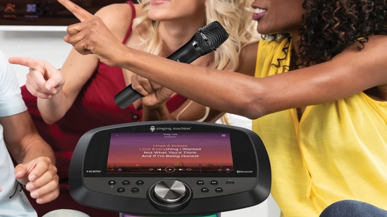 People using Singing Machine karaoke machine
