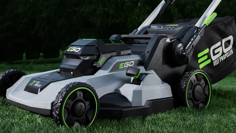 Ego Power+ mower with battery on top