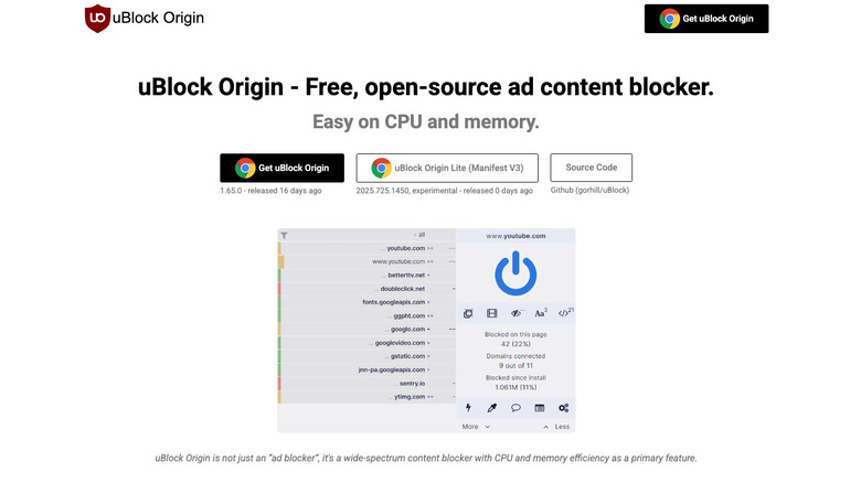 Ublock Origin main page
