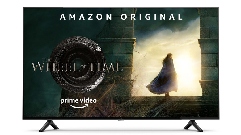 An Amazon Fire TV displaying an ad about the Amazon Original series The Wheel of Time