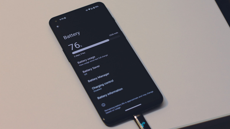 Battery options on an Android phone