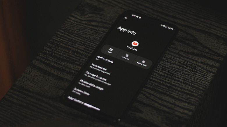 App info tab on Android