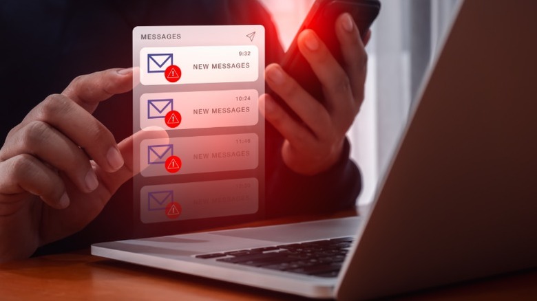 Suspicious message notifications on a phone