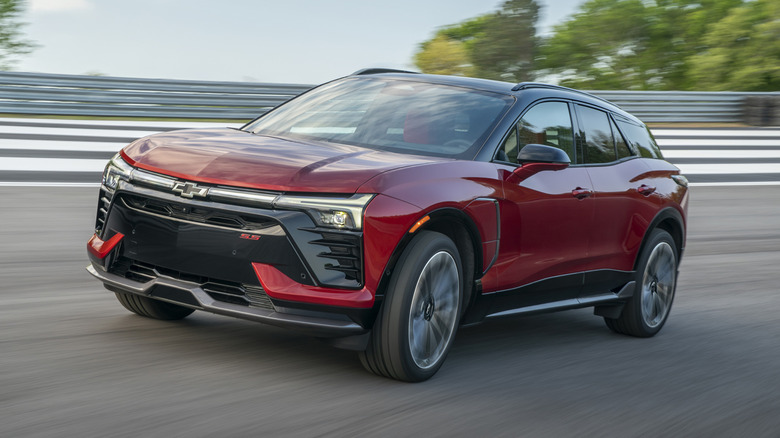 Red 2026 Chevrolet Blazer EV SS on track