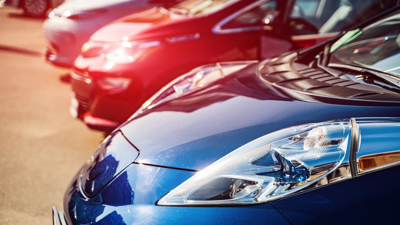 Electric cars on dealer's lot