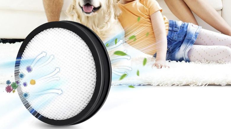 Three vacuum filters on white background