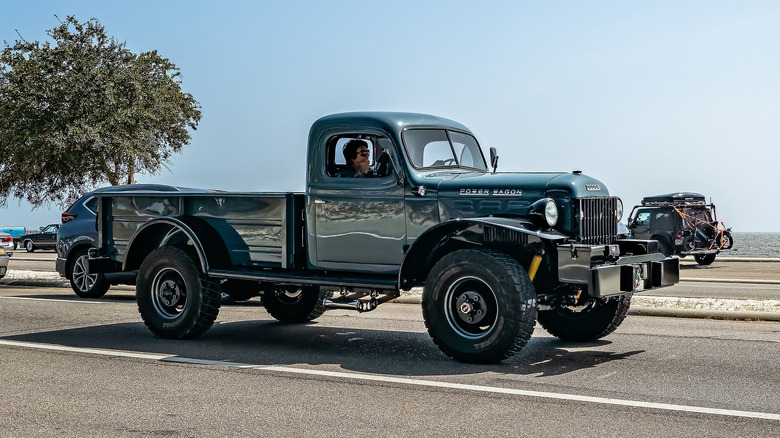 Dark Green Dodge Power Wagon parked in a parking lot