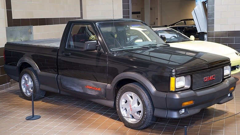 Black GMC Syclone on display