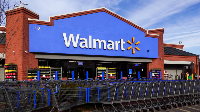 walmart storefront and shopping carts