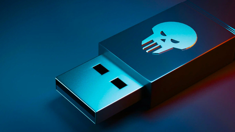 USB stick with skull icon