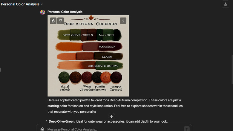 Personal Color Analysis GPT sample conversation
