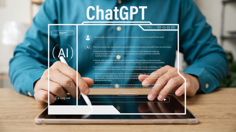 using tablet with ChatGPT graphics