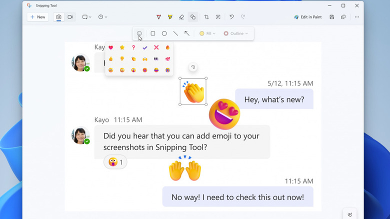 Snipping tool with emojis
