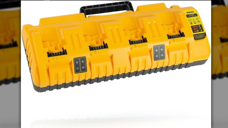Battery charger station on white background