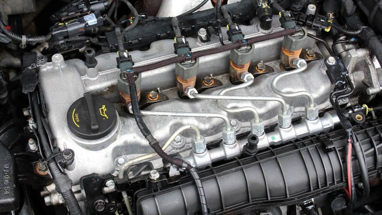 Lateral view of a diesel engine block