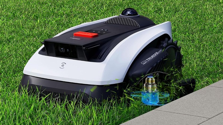 Ecovacs mower with edger tool exposed