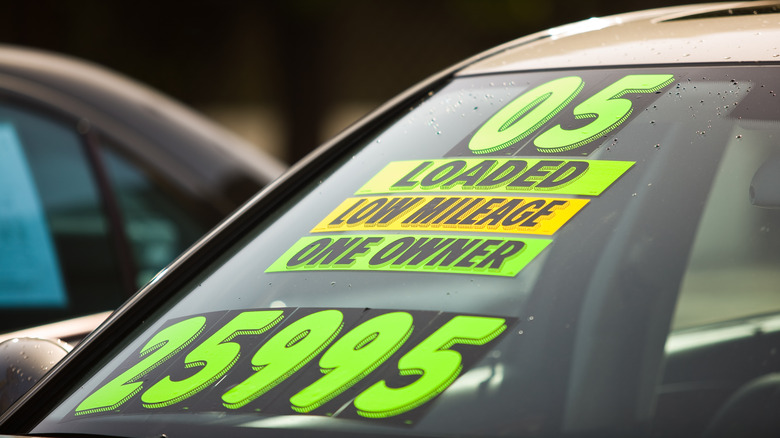 Used car with price stickers