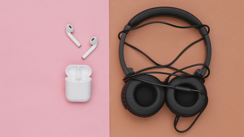 wireless earbuds and wired headphones