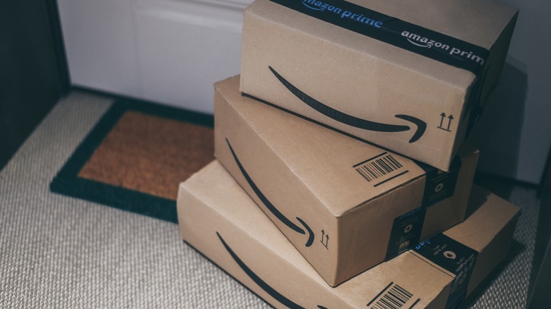 Amazon packages at the doorstep