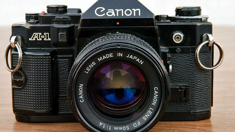 Canon A-1 camera with 50mm lens
