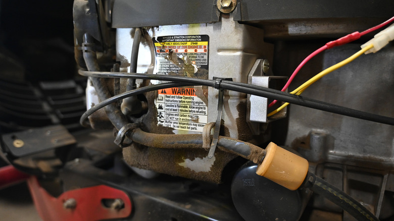The side of a Craftsman riding mower engine.