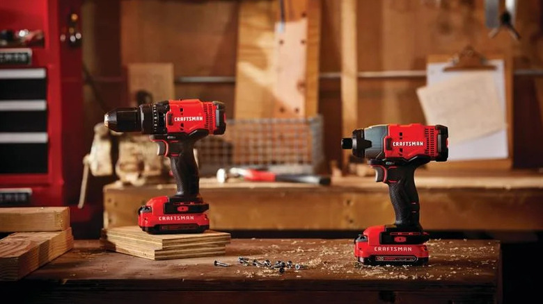 Craftsman drill and impact driver in workshop